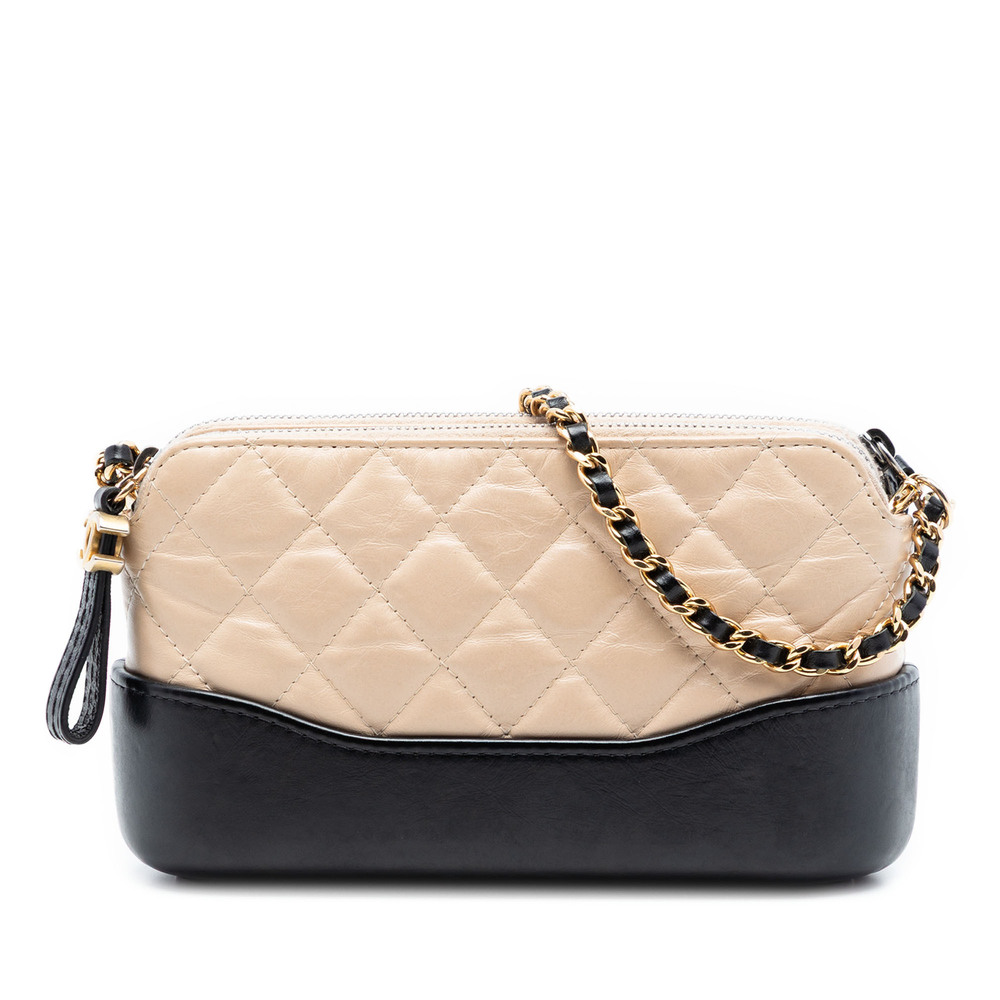 Pre-Loved Chanel Bicolor Aged Calfskin Gabrielle Double Zip Clutch with Chain - Picture 1 of 8